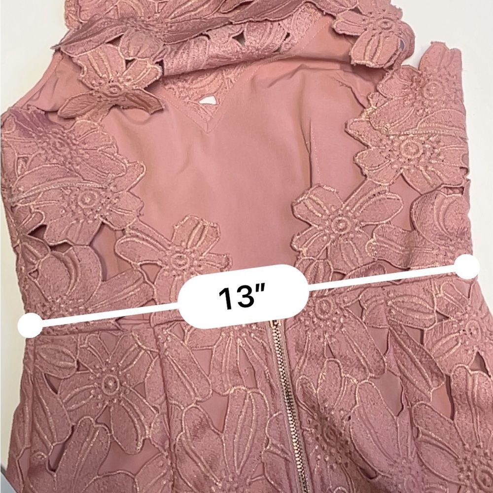 Saylor X Free People Jessa Lace Mini Shift Dress in Blush Mauve Pink S - Picture 10 of 14